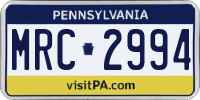 PA license plate MRC2994