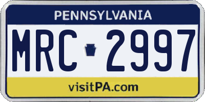 PA license plate MRC2997