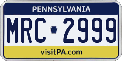 PA license plate MRC2999