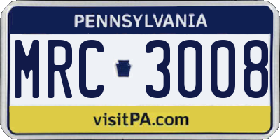 PA license plate MRC3008