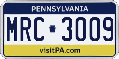 PA license plate MRC3009