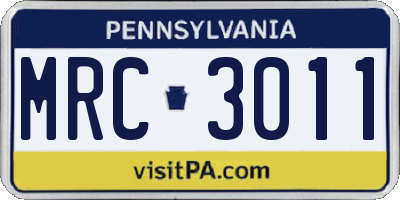 PA license plate MRC3011