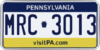 PA license plate MRC3013