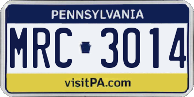 PA license plate MRC3014