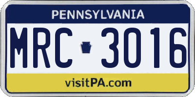 PA license plate MRC3016