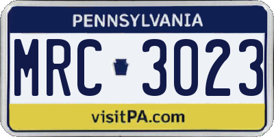 PA license plate MRC3023