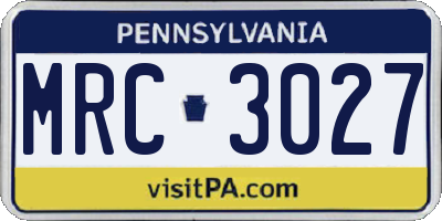 PA license plate MRC3027
