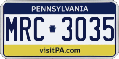 PA license plate MRC3035