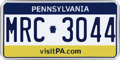 PA license plate MRC3044