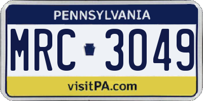 PA license plate MRC3049