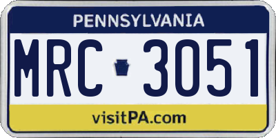 PA license plate MRC3051