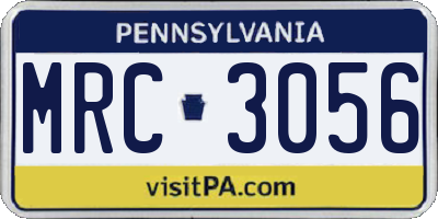 PA license plate MRC3056