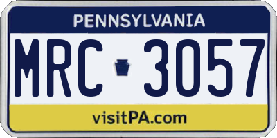 PA license plate MRC3057