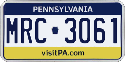 PA license plate MRC3061