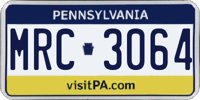 PA license plate MRC3064