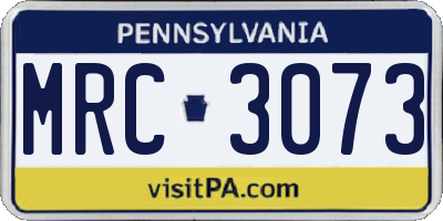 PA license plate MRC3073