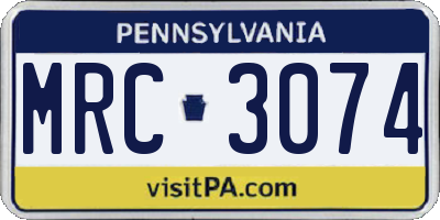 PA license plate MRC3074