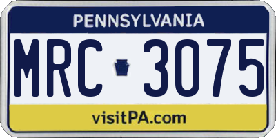 PA license plate MRC3075