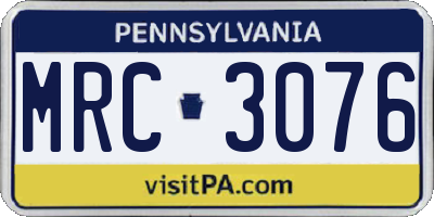 PA license plate MRC3076