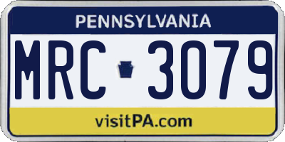 PA license plate MRC3079