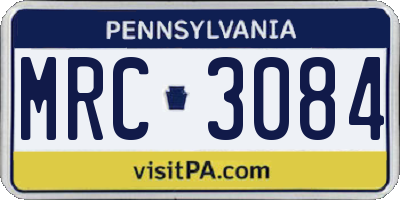 PA license plate MRC3084