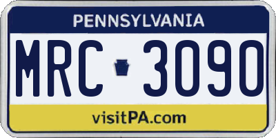 PA license plate MRC3090