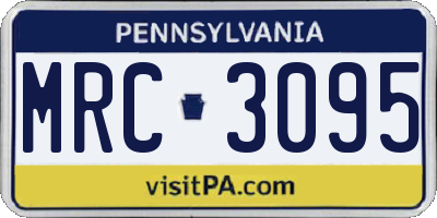 PA license plate MRC3095