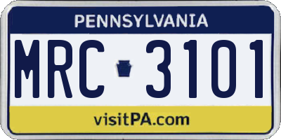 PA license plate MRC3101