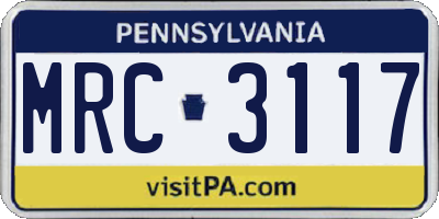 PA license plate MRC3117