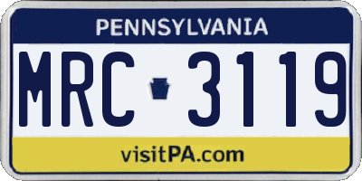 PA license plate MRC3119