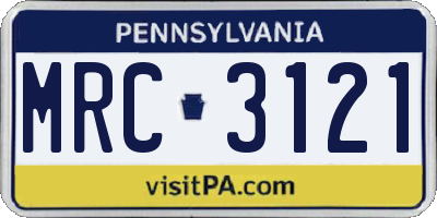 PA license plate MRC3121