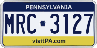 PA license plate MRC3127