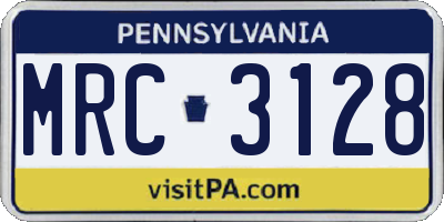 PA license plate MRC3128