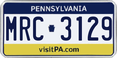 PA license plate MRC3129