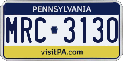 PA license plate MRC3130