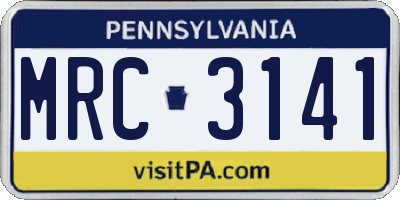 PA license plate MRC3141
