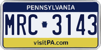 PA license plate MRC3143