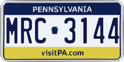 PA license plate MRC3144