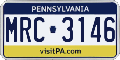 PA license plate MRC3146