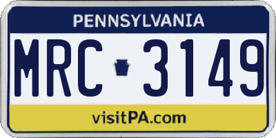 PA license plate MRC3149