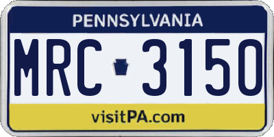 PA license plate MRC3150