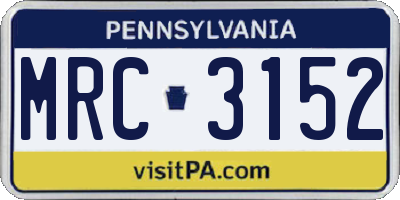 PA license plate MRC3152