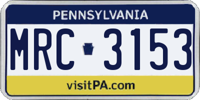 PA license plate MRC3153