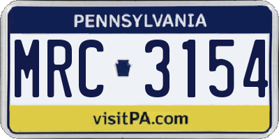 PA license plate MRC3154