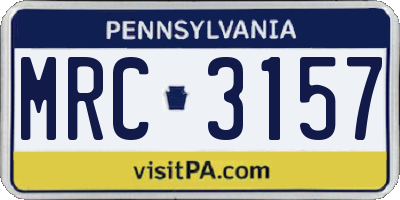 PA license plate MRC3157