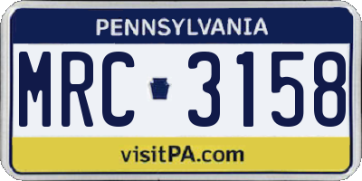 PA license plate MRC3158