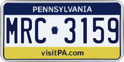 PA license plate MRC3159