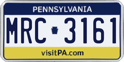PA license plate MRC3161