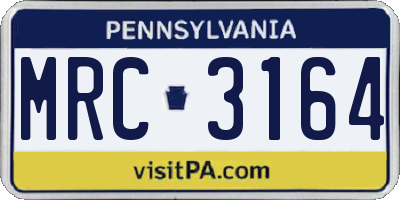 PA license plate MRC3164