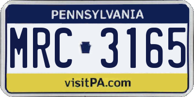 PA license plate MRC3165